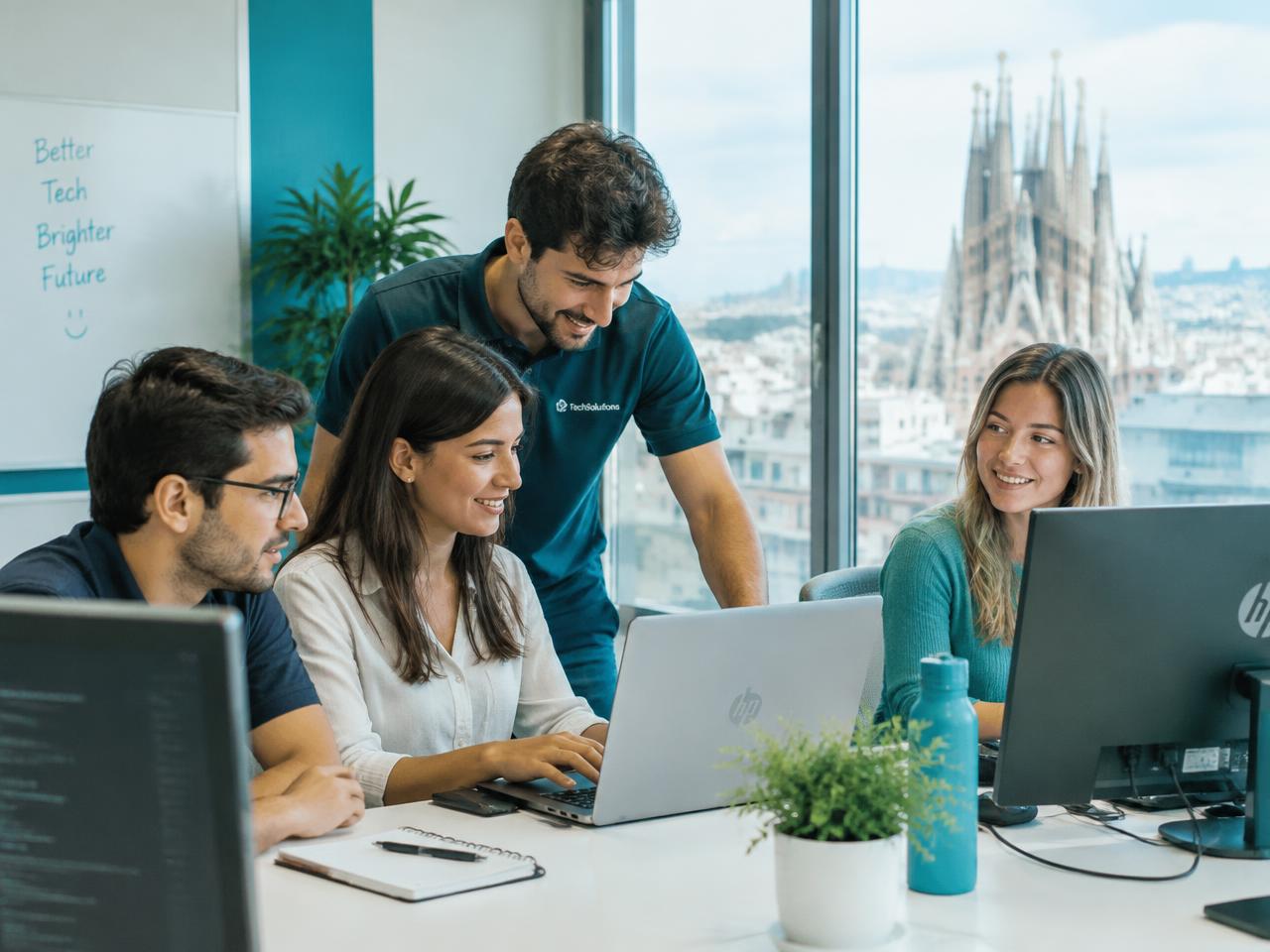 Técnico de ARES ayudando a un equipo en una oficina